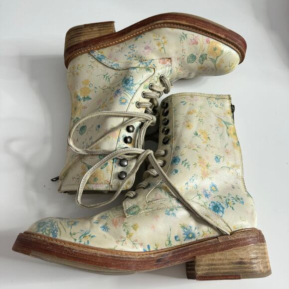 NWOT FREE PEOPLE Santa Fe Floral Lace Up Combat Boots 40 9 9.5 - Picture 6 of 9